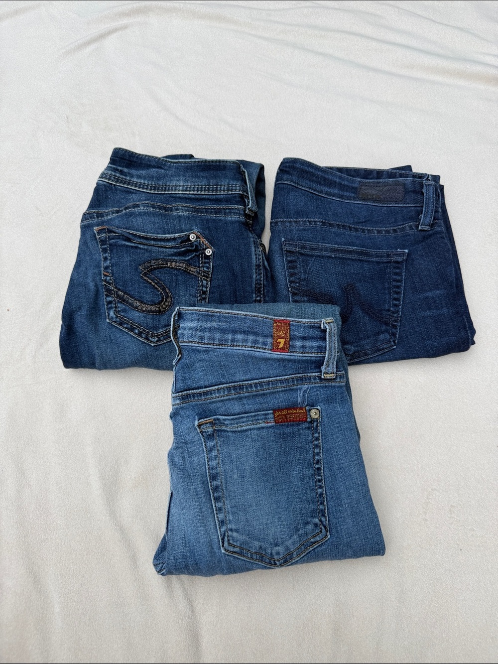 Lot of 3 26 / 27  jeans Ag Adriano Goldschmied, 7 for all mankind, Silver jeans